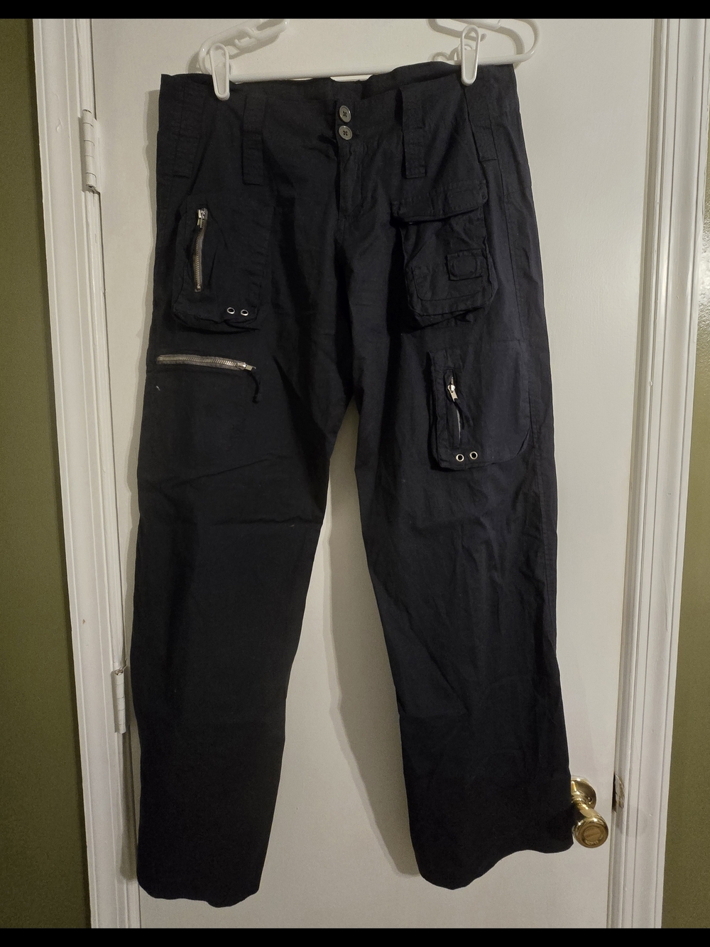 Johnny Was Peter and Greta Black Cargo Pants - Multi-Pocket Utility Style Sz 8 *